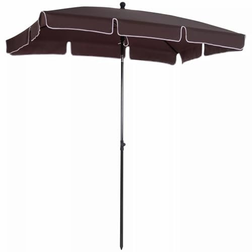 YAVYAV 200x130cm Parasol Rectangulaire, Parasol De Jardin Inclinable, Pour Extérieur, Jardin, Balcon, Terrasse, Plage(Brown)
