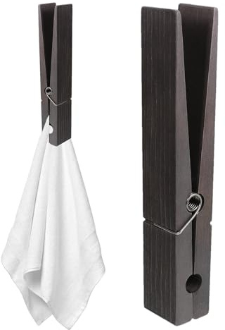 Porte-serviette à pinces à linge géante - Grands clips de serviettes de salle de bain en bois avec printemps | Clips de vêtements d'économie d'espace pour salon, buanderie, chambre à coucher, design d