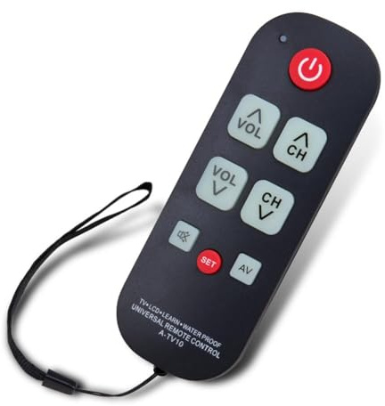 Asyduey A-TV10 Télécommande TV pour Seniors Contrôleur Universel Télécommande Simple Etanche avec Lumière LED pour Les Modèles de Téléviseurs