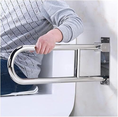 Grab Bars Bathroom Handles Stainless Steel Support Folding Armrest, Polished Chrome Bathtub Foldable Handrail, Toilet Safety Grab Rail, Elderly, Strong with Good Finish