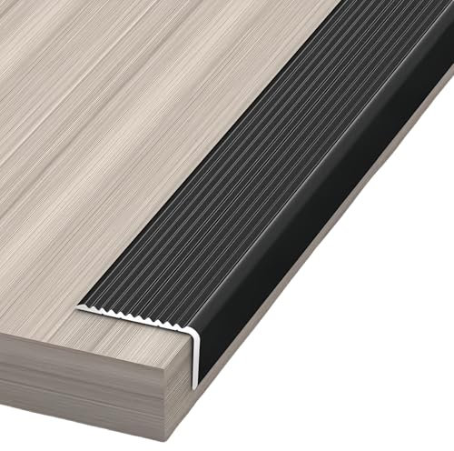 Treppenkantenprofil aus Aluminium l-form Fliesenprofile und-Kanten, Schwellenleiste, wasserdicht, langlebig, Korrosions-und rostbeständig für TreppenEinkaufszentren, Unternehmen(Schwarz,W7 x H3cm)