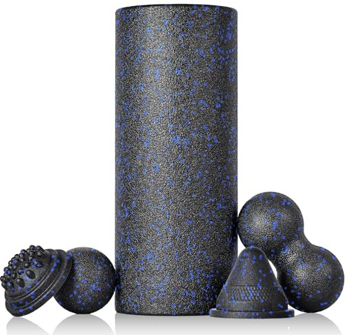 Fitnessrolle Faszienrolle Set 5-T Faszienball Blackroll Foam Roller Faszien Set mit Faszienball Faszienrolle Klein und Duoball Triggerpunkt für Yoga Faszien Training von Muskeln