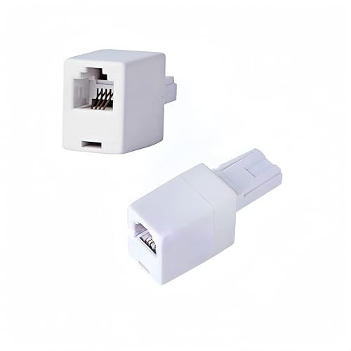 HONGLINSONG 2PCS BT to RJ11 Telephone Line Adapter, British Modular BS6312 431A Male Plug to Metric RJ11 Female Socket, 6P4C, 4-Wire Converter for BT UK Landline Phone Fax Modem