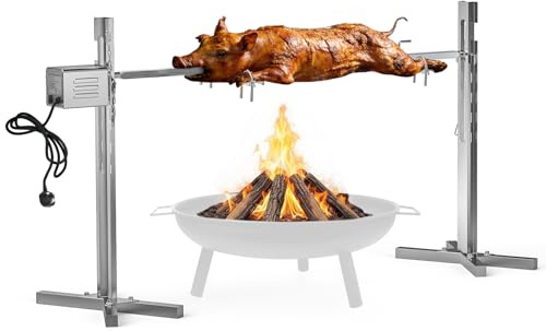 onlyfire Kit de parrilla eléctrica para barbacoa con capacidad de carga de 60 kg, asador entero de cerdo y cordero de acero inoxidable para barbacoa al aire libre y asado de cerdo, altura ajustable de