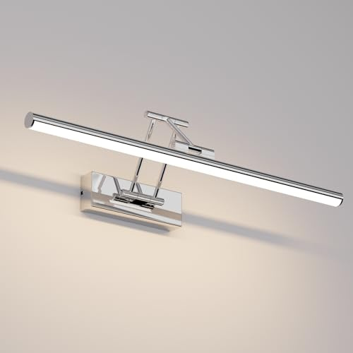 Klighten Led Lampada Da Specchio Bagno 50cm,Lampada Da Parete Rotante Ip44,16W 1200LM Luce Specchio Bagno Led,Applique Moderno In Alluminio,Bianco naturale 4000K,Cromo