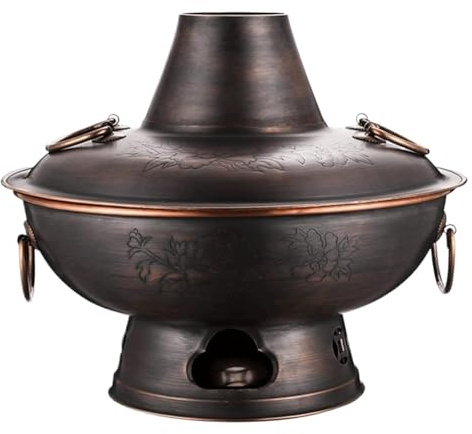 Pentola Calda in Rame Vintage con Carbone - Pentola Calda da 40 cm per Feste in casa e riunioni di Famiglia, pentole da Cucina Tradizionali, perfette per pasti deliziosi