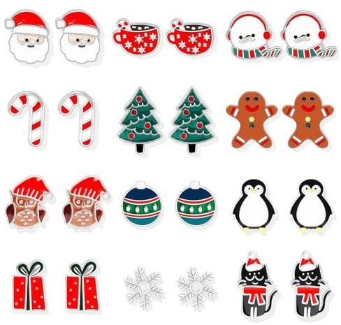 Lysjoy Boucle D'oreille Noel, Paires Boucles D'oreilles Noel Femme, Boucle D Oreille Noels, Bijoux NoëL Femme, Boucles D'Oreilles de NoëL, Accessoire Noels Femmes,Christmas Earrings pour Adultes