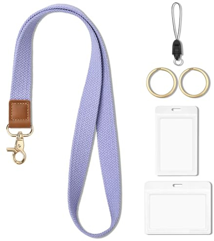 CHUQING Ausweishülle mit Band Schlüsselband zum Umhängen Hellviolett | Polyester-Lanyard mit Kartenhüllen. Zum Tragen von Ausweisen, Zutrittskarten und Schlüsseln, ideal für Büro und Kreuzfahrt