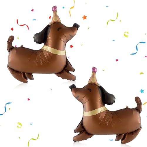 2 Pièces Ballon Chien Teckel, Ballon en Foil 3D Teckel, Ballon Géanimal, Décoration de Fête à Thème Chien, Décoration de Ballon pour Anniversaire Enfant Garçon Fille, Anniversaire de Chien