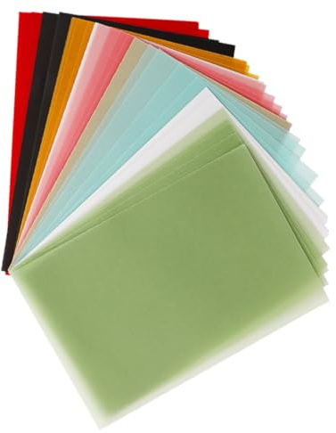 POPETPOP 100 pièces Papier Calque Coloré Papier Sulfurisé Translucide pour Calligraphie Traçage Bricolage Impression Jet Encre et Laser pour Tampons Caoutchouc et Créations Artistiques