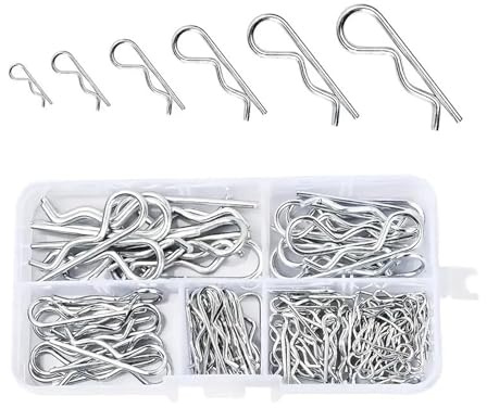 100 Stück Splinte mit Federmechanismus, 2 mm, R-förmiger Splint mit Haarnadel-Federmechanismus