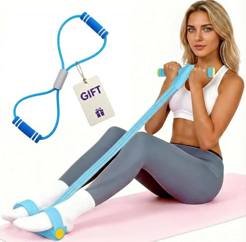 Fascia di Resistenza a Pedale,4/6/8 Tube Pedal Ankle Puller, Ab Training Auxiliary Device with Bands,Allenatore addominale per Addome/Vita/Brase/Stretching Allenamento Dimagrante (Blu, 8 tubi)