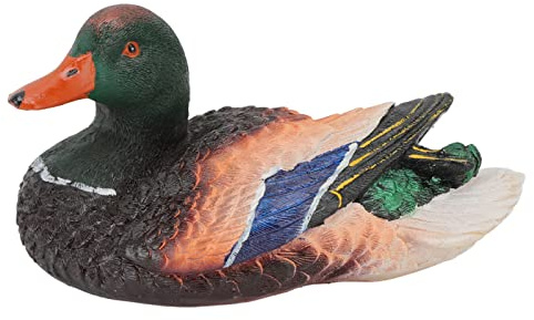 Cocoarm Simulering Anka Skulptur Syntetisk Harts Anka Ornament 8,1 X 4,1 i Flytande Dammdekoration Naturtrogen Snidad Design för Trädgårdsgård Fountain Uteplats Skrivbord Display