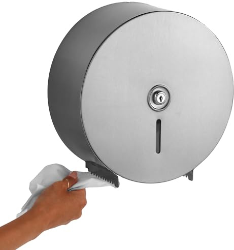 Bobrick Single Jumbo-Roll Surface-Mounted Toilet Tissue Dispenser, Satin-Finish Stainless Steel, ADA Compliant, Secure Locking Design, Versatile Roll Compatibility, Durable & Easy-Load Mechanism (Model B-2890)