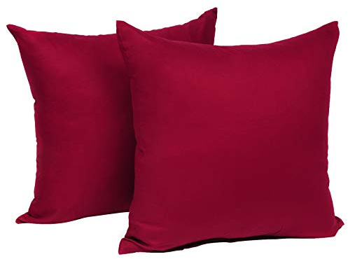 WOLTU 2er Set Kissenbezug 50x50 cm Bordeaux Baumwolle, Nur Kissenbezug - Kissenbezüge Kopfkissenbezug mit Reissverschluss,Weicher Sofakissenbezug, Doppelpack Dekokissenbezug