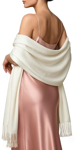 RIIQIICHY Cachemire Hiver Chaud Écharpe Pashmina Châle Wrap Pour Femmes et Hommes Ivoire Longues Grandes Écharpes Douces,Ivoire,Large