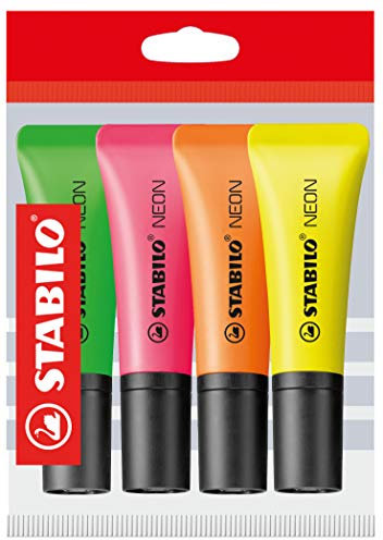 STABILO Textmarker NEON 4er Pack gelb/orange/rosa/grün