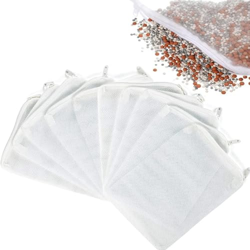 Aquarium Filter Bags 10 PCS Media Mesh Filter Bags with Zipper, Reusable Filter Socks, Aquarium Filter Media Bags, Reusable Aquarium Fish Tank Pond Net Mesh Bag