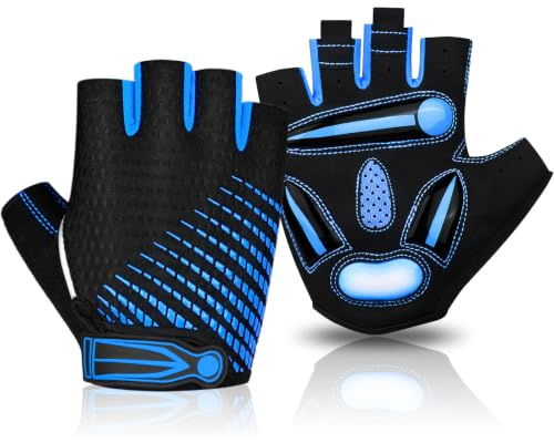 BTNEEU Guanti da Ciclismo MTB con Gel Antiurto - Mezze Dita Antiscivolo Traspirante per Bici da Montagna, Sport Outdoor - Uomo Donna