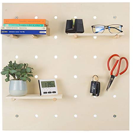 GOODS+GADGETS® Wooden Pegboard Wall Shelf 58x58 cm – Modular Storage
