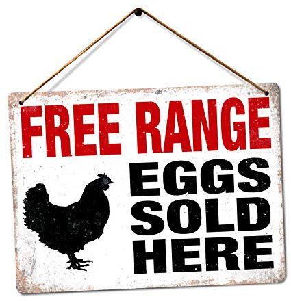 Free Range Eggs - Medium Twine | Printed Metal Wall Sign Plaque