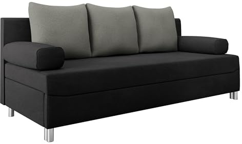 Mirjan24 Schlafsofa Dover, Sofa mit Bettkasten und Schlaffunktion, Bettsofa, Farbauswahl, Schlafcouch mit Chromfüße, Couch, Couchgarnitur (Schlafsofa ohne Polsterhocker, Manila 18 + Manila 16)