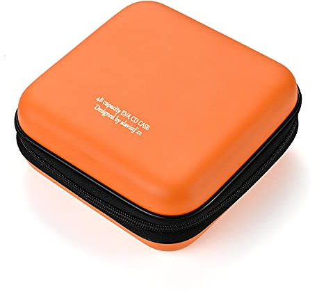 LIOVODE étui DVD, EVA Porte-CD d'une capacité de 48, étui de Rangement multimédia Collection de disques Portefeuille de Protection pour la Maison et la Voiture (capacité 48, Orange 48)