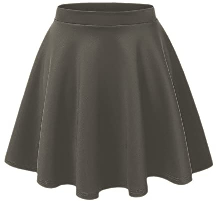 Aelstores Flickors skater-kjol utsvängd hög midja flip-stretch mini tutu fina skolkjolar 5-14 år, Träkol, 11-12 År