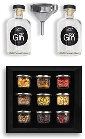 Kit Gin Tonic - 9 Naturbelassene Gin Aromen - Kit Gin Kräuter Geschenk Box - Gin Set Gewürze Box - Made in Italy