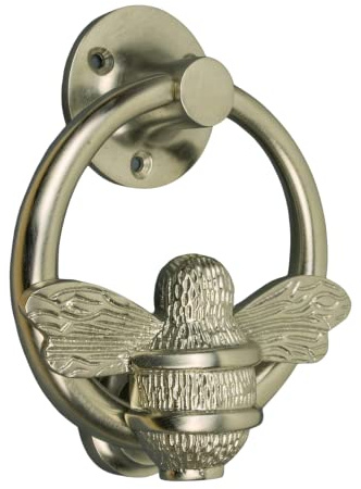 Satin-Bienen-Türklopfer für Haustür, polierter massiver Brass bee Ring, Satin-Klopfer mit Schließblech, UPVC, Hummel-Haustür-Möbel mit einzigartigem Design