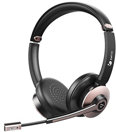 Bluetooth Headset, Wireless Headphones with Microphone Noise Cancelling, On Ear Headphones with Mic Mute, Handsfree PC Headsets for Zoom/Ms Teams/Skype 26H Playtime|Dual Connect|Laptop
