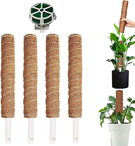 4 Stück Moosstab, 30cm Pflanzstab Kokos Moosstab, Monstera Rankhilfe, für Pflanzenklettern, Hausgarten