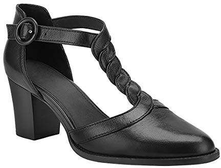 Coutgo Damen Blockabsatz, T-Riemen, spitzer Zehenbereich, Arbeitsschuhe