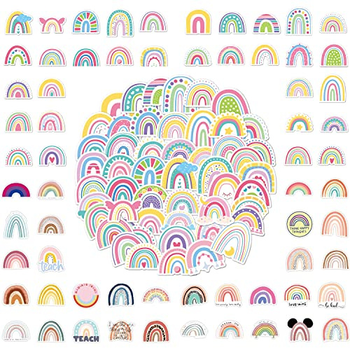 BEIIEB 100 Stück Regenbogen-Aufkleber, niedliche wasserdichte DIY-Cartoon-Graffiti-Aufkleber, geeignet für Gepäck, Mobiltelefone, Kinderhelme, Computer, Notebooks und können erneut geklebt Werden.