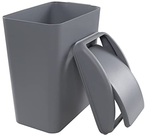 Wekioger 4.2 Gallon/16 Liter Swing-top Lid Garbage Can, Grey Plastic Kitchen Trash Bin, 1 Pack