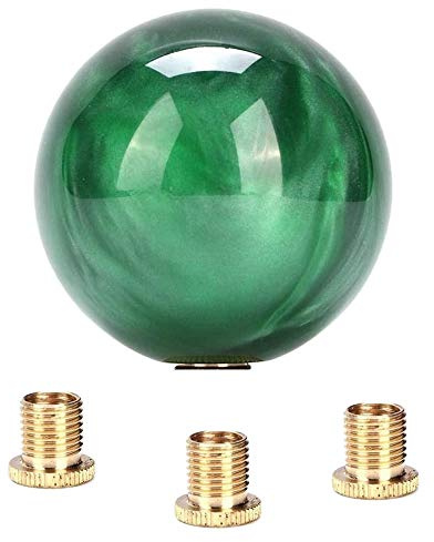 Ghulumn Pomo de palanca de cambios de bola redonda de acrílico, pomos de palanca de cambios con 3 adaptadores para coche manual, verde oscuro