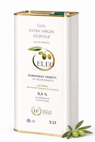 ELEO Olympia - Huile d’Olive Bidon 5L Extra Viege - Pressée à Froid - 100% Olives Grecques Koroneiki - Qualité Supérieure - Riche en Antioxydants - Lauréat de Médailles Internationales
