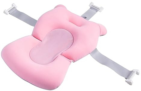 Cojín para bañera de bebé, plegable, antideslizante, con hebillas y 3 cinturones de seguridad, para viajes casa o apartamento