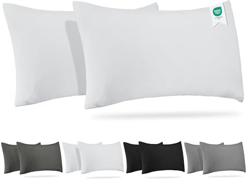 Barbons Kissenbezug 50x70 Weiss 2er Set – 165 g/m² Oeko-TEX Zertifiziert Kopfkissenbezug 100% Jersey Baumwolle weiche Kissenbezüge Kissenhülle mit Reißverschluss (50x70-Weiss)