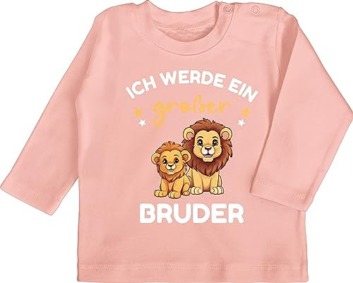 Baby Langarmshirt - Ich werde großer Bruder Geschenk Löwen - 12/18 Monate - Babyrosa - Shirt gro er Brother grosser Tshirt Langarmshirt+großer+Bruder Big bro EIN Langarm für großen
