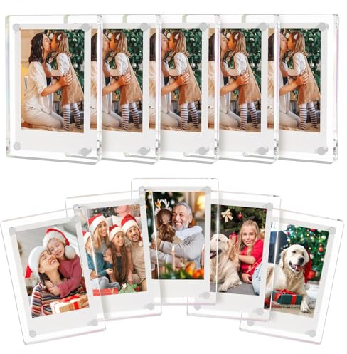 AITEE Acrylic Fridge Magnetic Frame,Double Sided Refrigerator Magnet Picture Frame, Fridge Photo Frame Clear Display Frameless Home Decor for Fujifilm Instax Mini, 2.36 x 3.54 Inch,Pack of 10