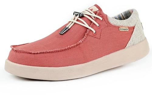 Kickback Haven Herren Mokassins – leichte Schnürschuhe im Smart Casual Style, Bequeme Canvas Slip-On Schuhe für den ganzen Tag – ideal für Alltag & Freizeit - Farbe Rust - Größe EU44