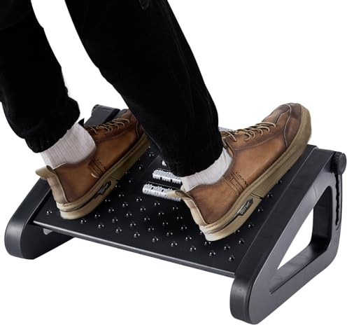 CasaZenith Foot Rest, Six Heights Adjustable Foot Rest for Under Desk at Work, Ergonomic Foots Stool for Under Office Desks, Under Desk Footrest with Foot Massage Roller, Chair Footrest for Leg Rests