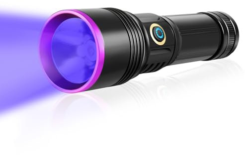 Minflower 365nm UV-Taschenlampe, 20W High Power Wiederaufladbares Schwarzlicht für Haustierurin-Erkennung, Harz-Aushärtung, Steine, Skorpion, UV-LED-UV-Licht MF-UV01