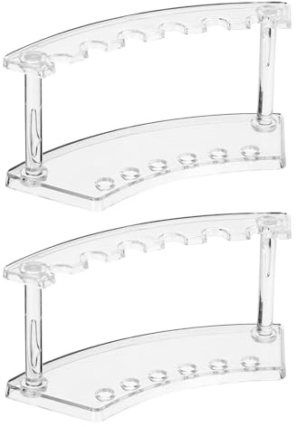 QUARKZMAN 2 st pennhållare i plast, akryl pennhållare med 6 fack, ögonbryn penna display arrangör för sminkborstar kontor hem (vertikal transparent)
