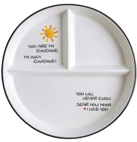 OnePine Platos Redondo de Porcelana con 3 Compartimentos, 8 inch Plato para Dieta Ceramica Plato de Ensalada Plato de Postre Delicado y Elegante