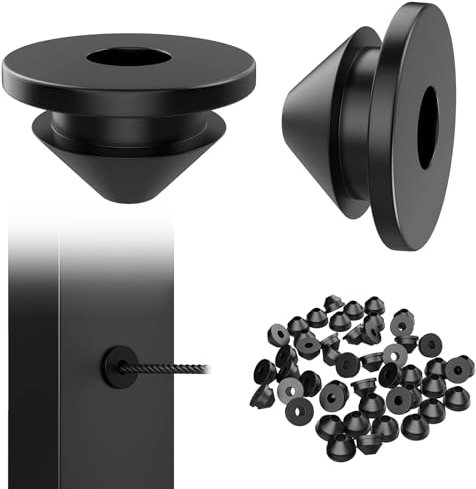 BLIKA 50 Pack Cable Railing Rubber Grommets for 1/8 5/32 3/16 Cables for Metal Cable Railing Posts, 1/8 Cable Railing Grommet, Cable Railing Protective Sleeves for Metal Posts, BL10-L