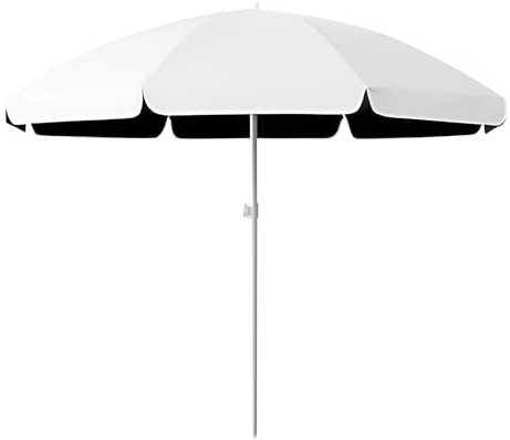 Parasol d'extérieur 200 cm avec hauteur réglable UV50+ Parasol pour balcon et piscine, blanc, 220cm/7ft