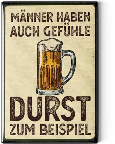 LANOLU Kühlschrankmagnete lustig- Männder haben auch Gefühle- Geschenke für Bierliebhaber- lustige Magnete mit Sprüchen und witzigen Motiven 8x5,5cm