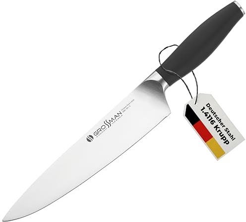 GROSSMAN 282VN - Verbena - Couteau de chef 33,5 cm - Couteau de cuisine ultra-tranchant - Lame 20,7 cm en acier inoxydable allemand - manche ergonomique 12,8 cm (197 g)